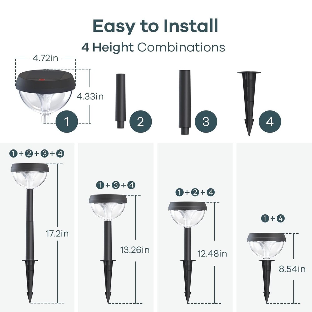 Solar Pathway Lights 8 Pack Warm White Waterproof Adjustable Linkind Outdoor
