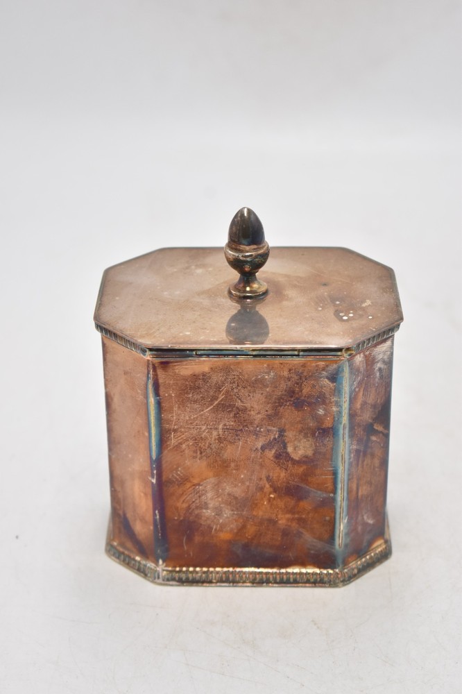 Antique Mappin & Webb Silver Plated Octagonal Tea Caddy