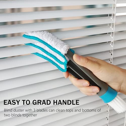 Window Cleaner Duster Brush with 5 Microfiber Sleeves, Cleaning Blind Duster