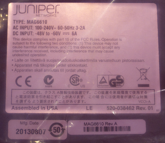 JUNIPER NETWORKS JUNOS PULSE MAG6610 SECURITY APPLIANCE