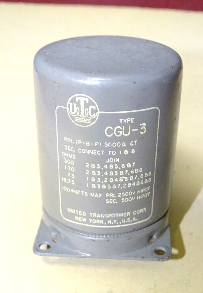 UTC Type CGU-13 Audio Output Transformer, 100 Watts, for Push/Pull 6550 Tubes
