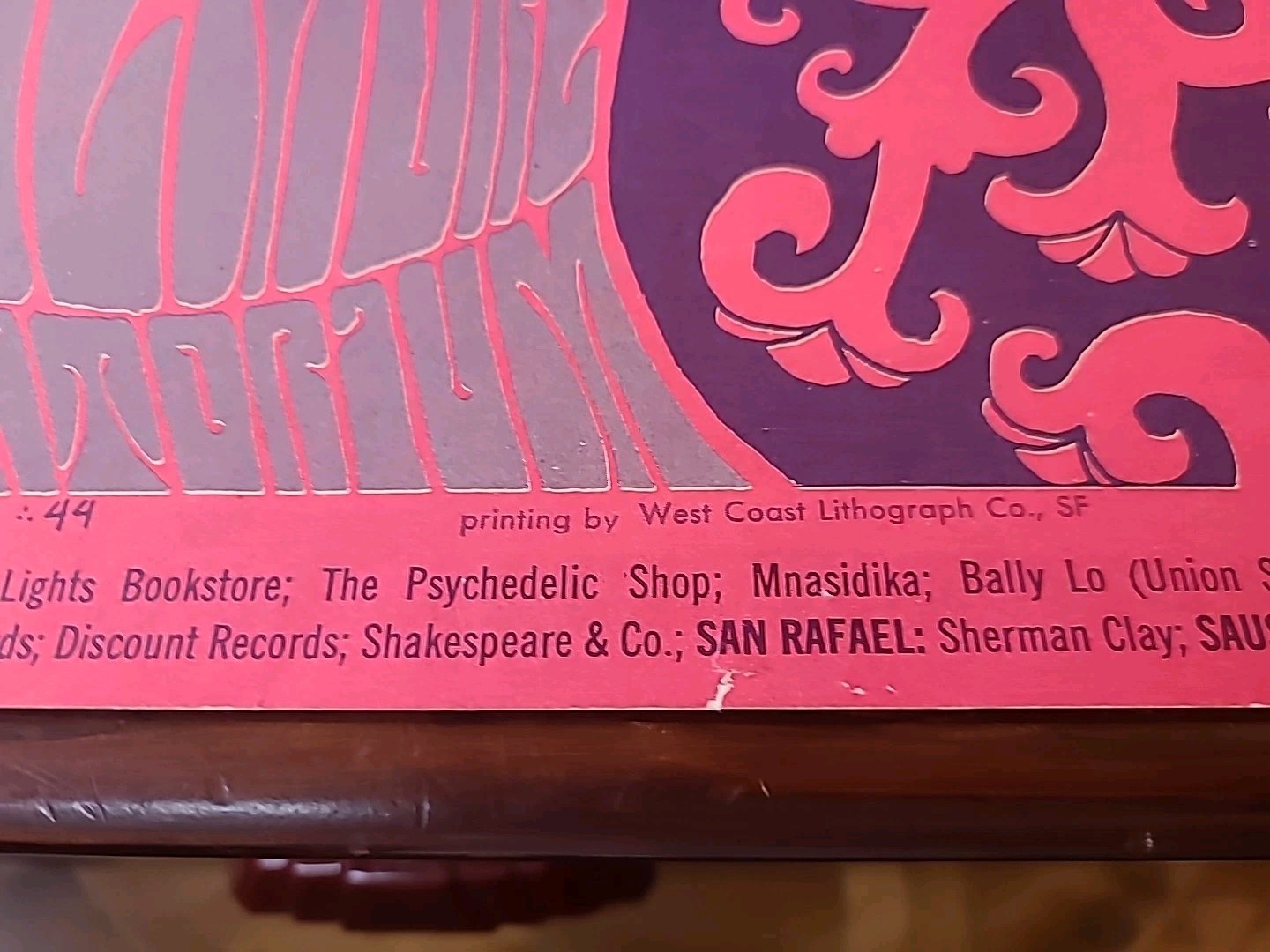 Bill Graham BG #44 Poster Fillmore Auditorium Doors 1st Print 1967 Wes Wilson