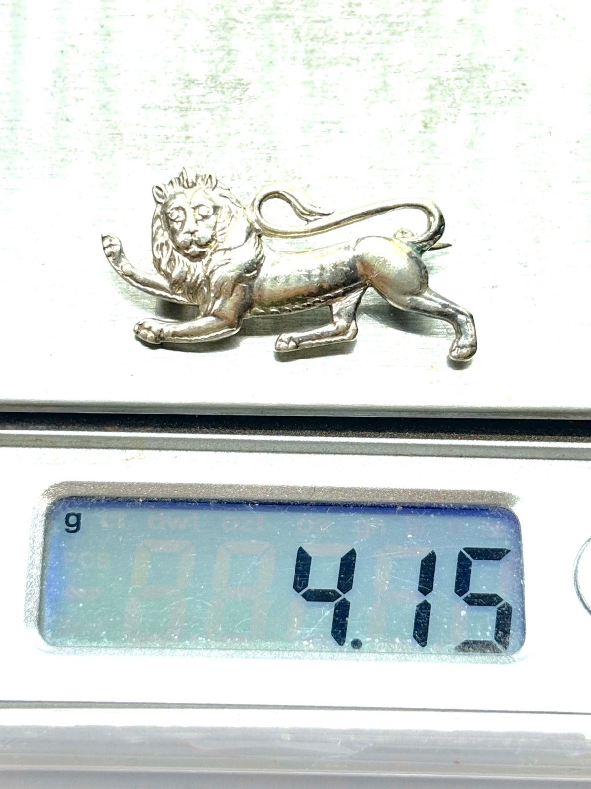 Small Antique FIRMIN Silver Rampant Lion Brooch