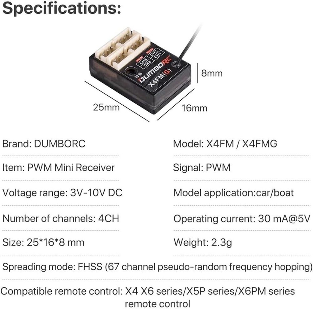DUMBORC Micro Receiver X4FMG with Gyro