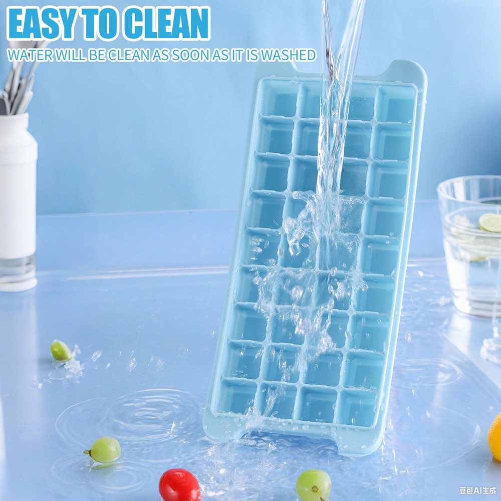 Silicone Ice Cube Tray 2 Pack,36 Cubes per Tray,Easy Release Square Ice Cube Mak