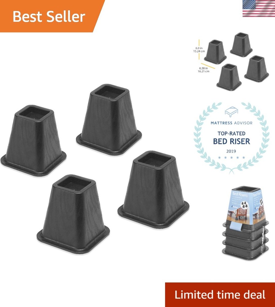 Bed Risers - Black Set of 4