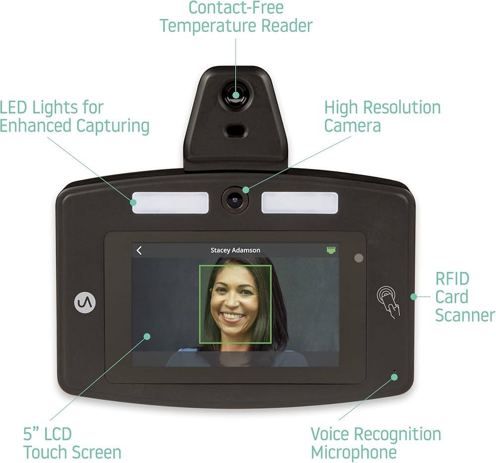 uAttend DR2500 Biometric Time Clock Facial Recognition RFID Temp Reader Cloud