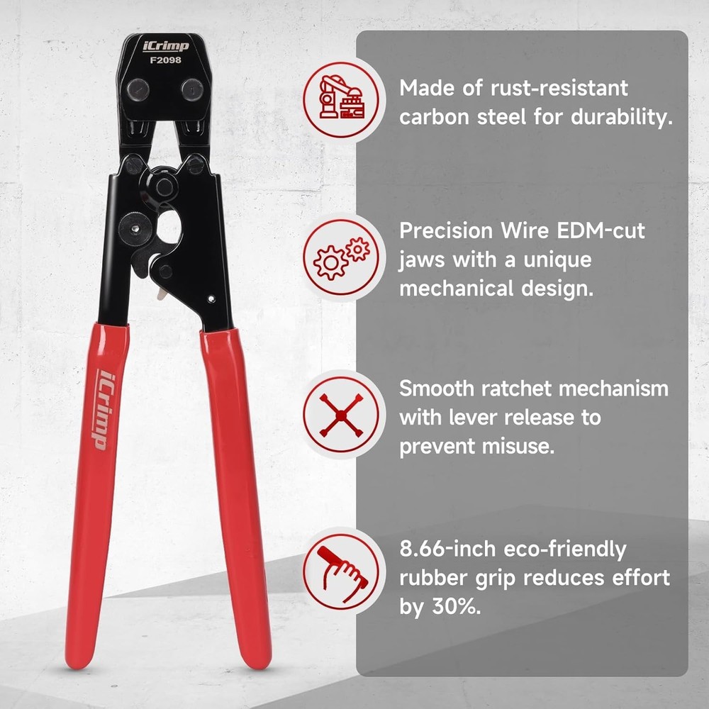 Durable iCrimp PEX Crimping Tool with Ergonomic Grip - Complete Kit For Easy Use