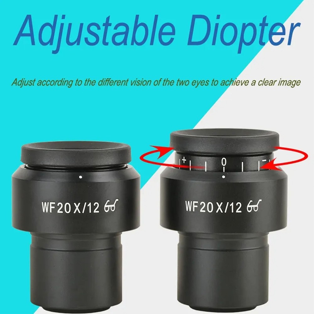 2 Pcs Microscope Eyepiece WF20X Widefield Adjustable Diopter Optical Microscope