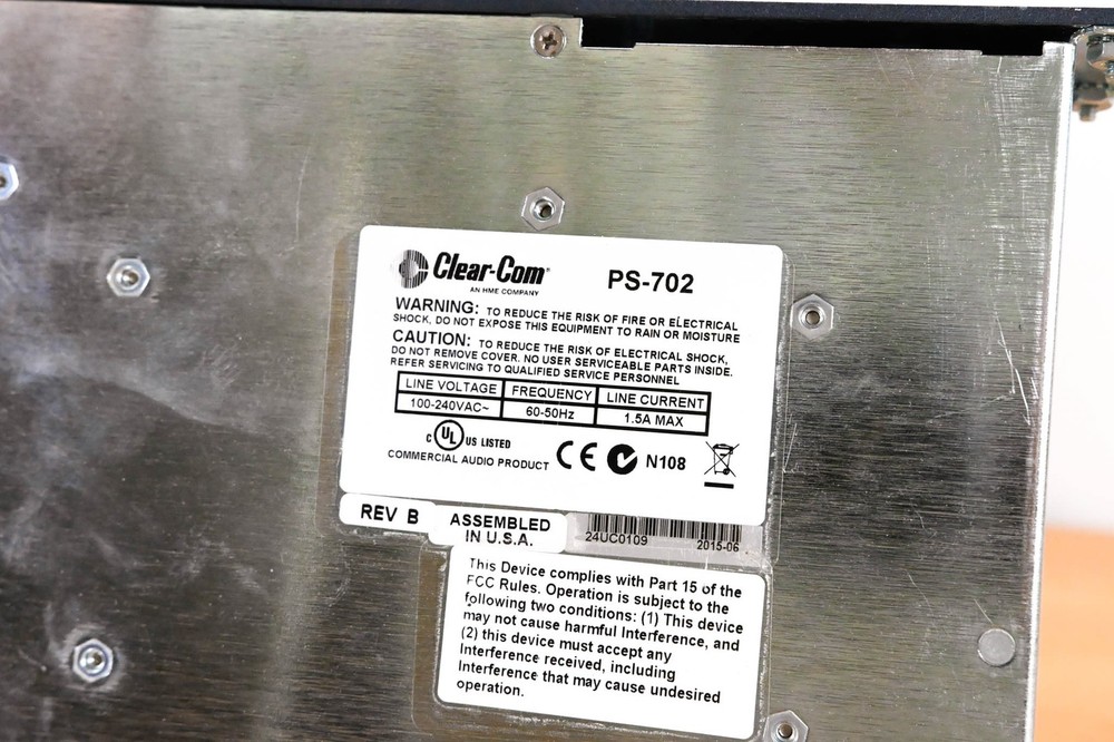 Clear-Com PS-702 2-Channel Intercom Power Supply CG01PYM