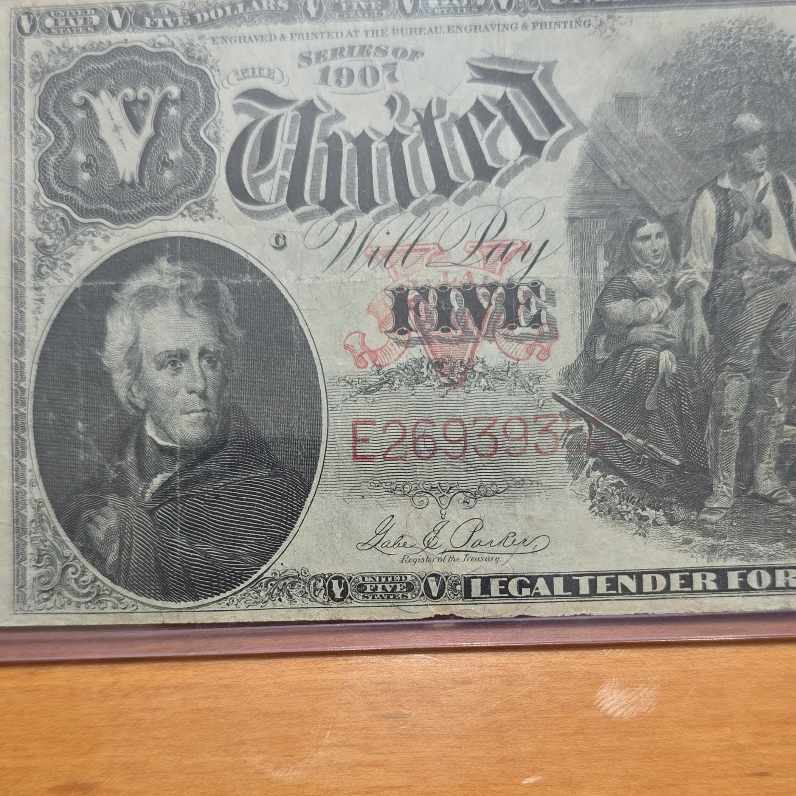 1907 $5 Large Size Legal Tender United States Note Banknote E269393