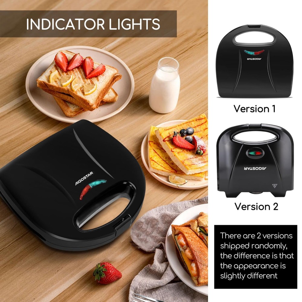 Sandwich Maker with Non-stick Deep Grid Surface for Egg, Ham, Steaks Compact ...