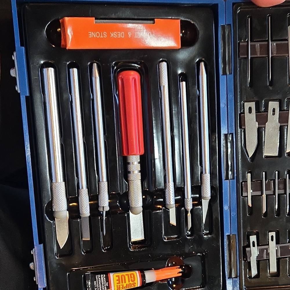 51 Piece Craft Knife Set with Precision Blades, Holders, Chisel Handle