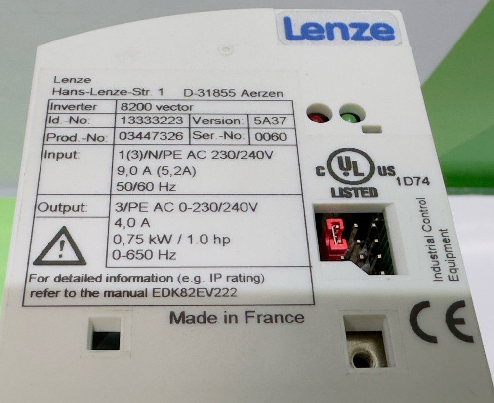 LENZE E82EV751_2C FREQUENCY INVERTER — USED