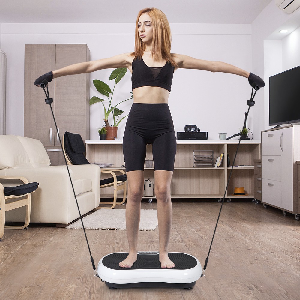 Vibration Plate Fitness Platform Exercise Machine Full Body with Bluetooth White
