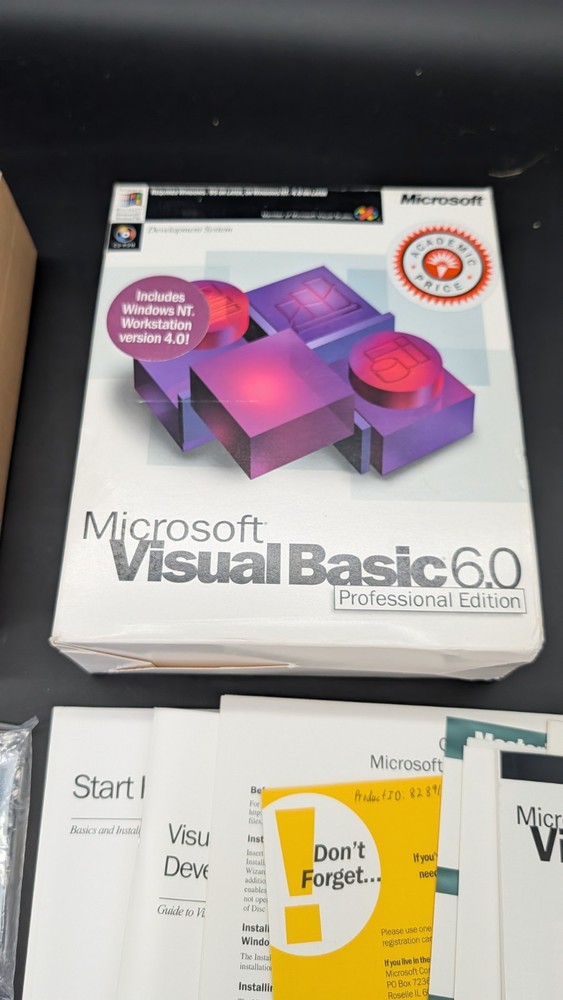 Microsoft Visual Basic 6.0 Professional Incomplete Box Manuals & Windows NT Disc