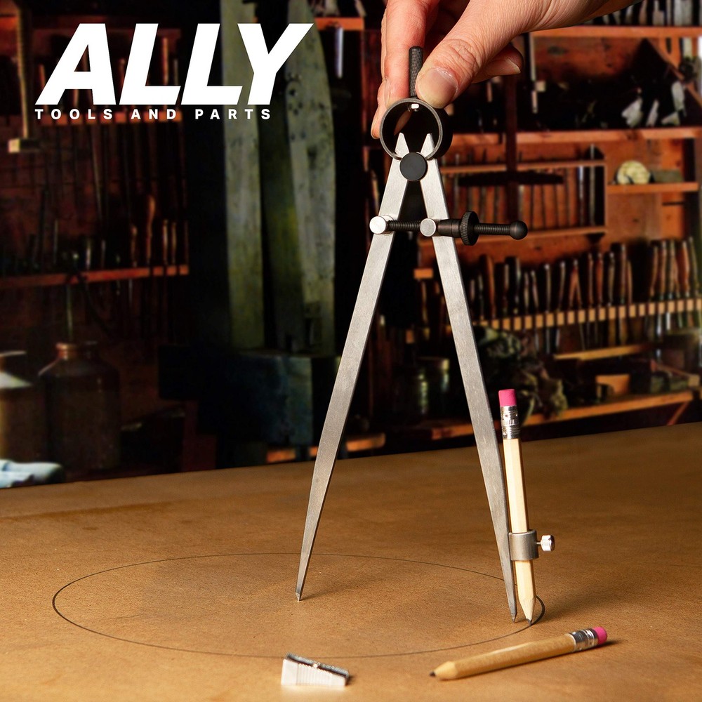 ALLY Tools 8 Inch Precision Locking Spring Divider/Woodworking Compass with P...