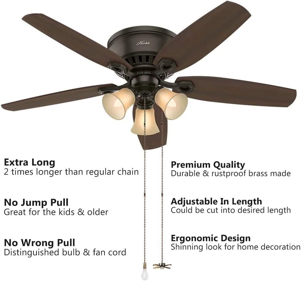 Ceiling Fan Pull Extension Chain with Recognizable Fan and Bulb Cord