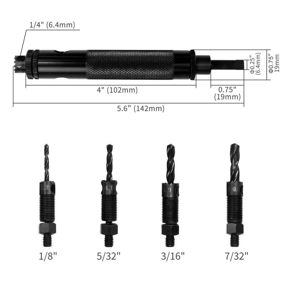 Minova Rivet Removal Tool, Drill Bit, Suitable with Black