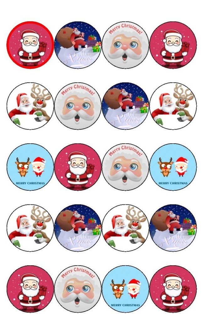 24 Christmas. santa cupcake toppers
