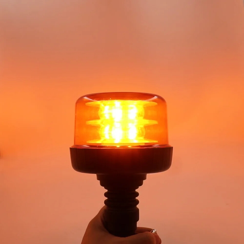 Rotating LED Flashing Beacon Flexible DIN Pole Mount Tractor Warning Light Amber