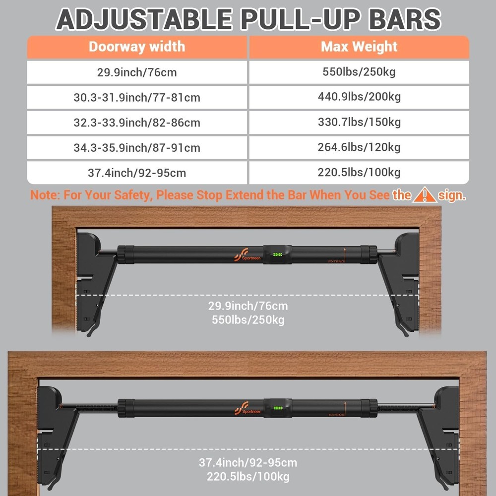 Sportneer Pull Up Bar: Adjustable Width Locking Mechanism Chin up Bar
