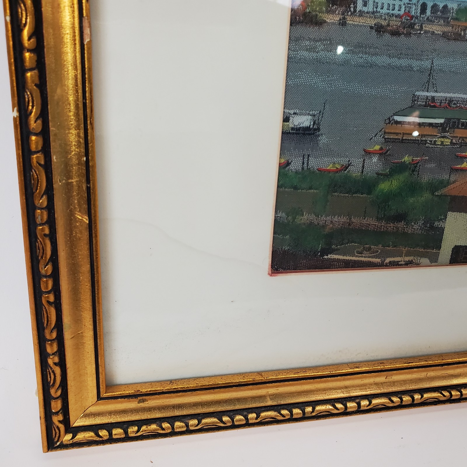 Vintage Shanghai The Bund Silk Woven Panorama Framed Historical Waterfront Art