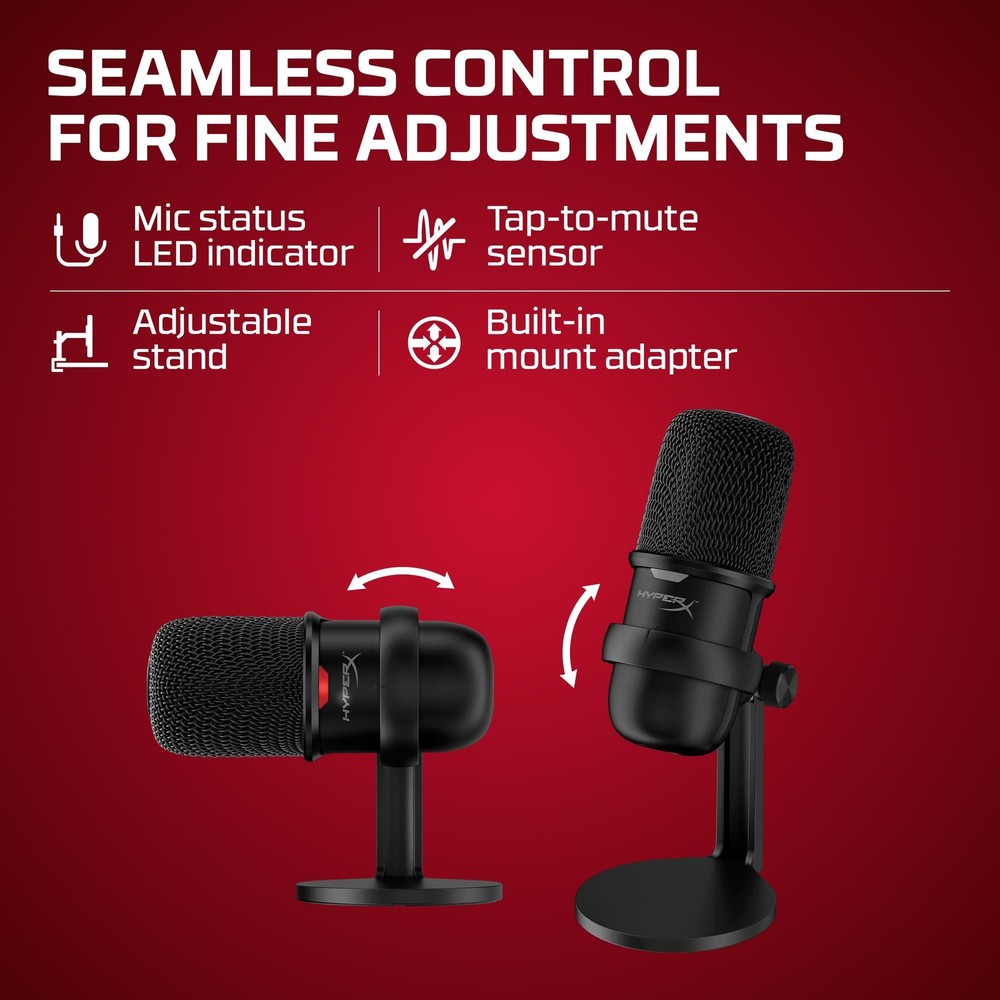 HyperX SoloCast – USB Condenser Gaming Microphone, for PC, PS4, PS5 and Mac, Tap