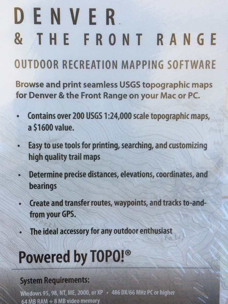 2007 National Geographic TOPO Mapping Software Denver & The Front Range