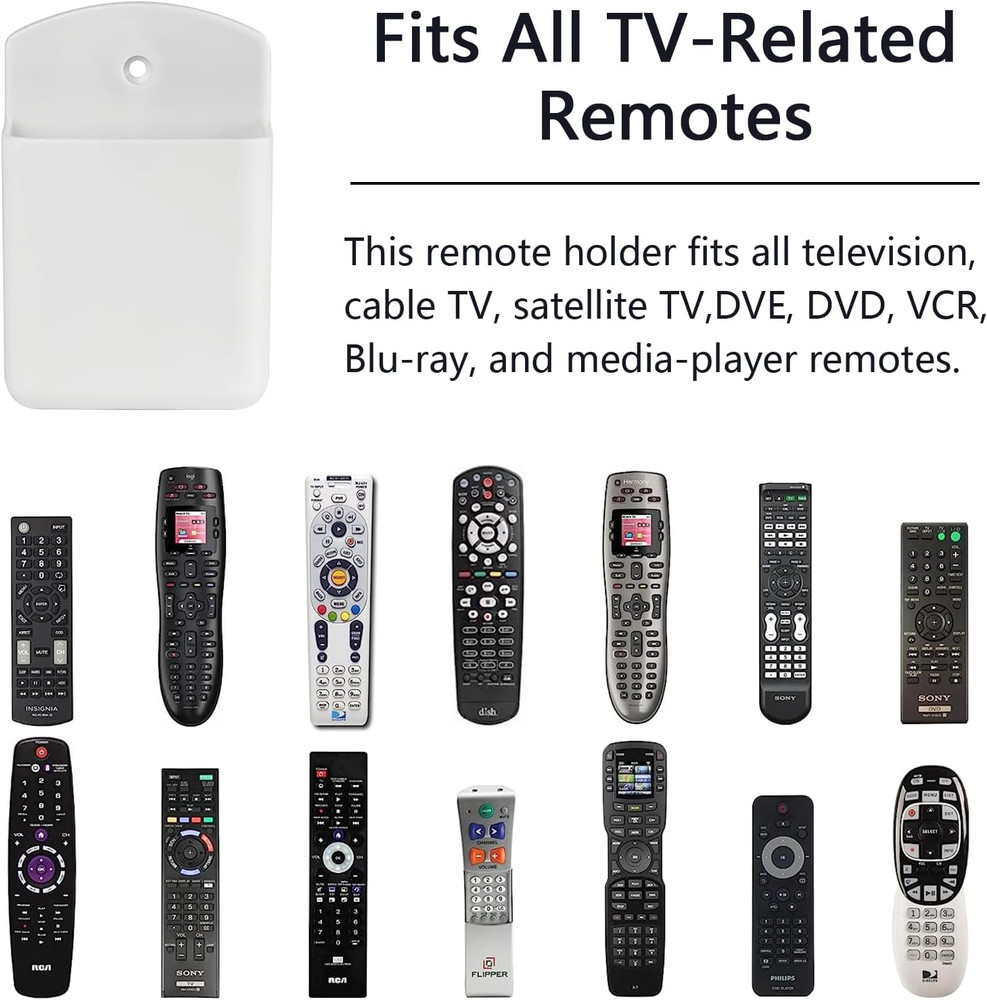 Remote Control Holder Wall Mount - 2 Pack Self-Adhesive Storage Solution (White)