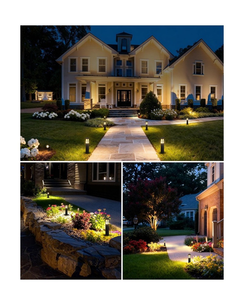 SUNVIE 12-Pack Low Voltage Landscape Lighting Kit LED Bollard Pathway Lights ...