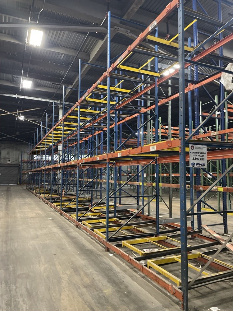 2 Deep Push Back Pallet Racking.  3 Levels.  102” Deep, 18’ Tall.