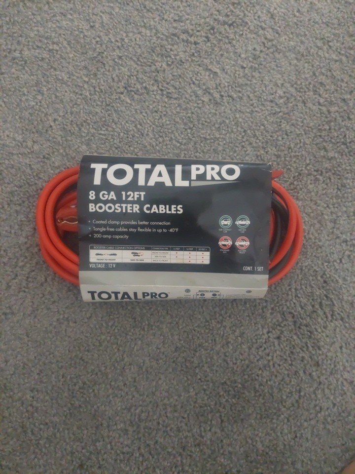 Total Pro Booster Cables, 8 GA, 12 FT