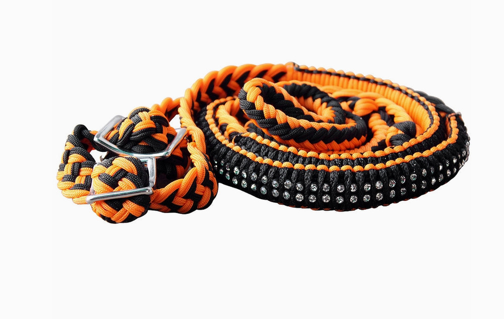 Soft Poly Contest Barrel Reins with Knots – 1" x 8'