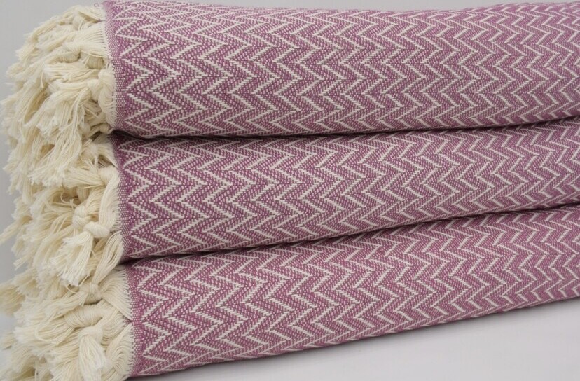 Pure Cotton Violet King Turkish Blanket