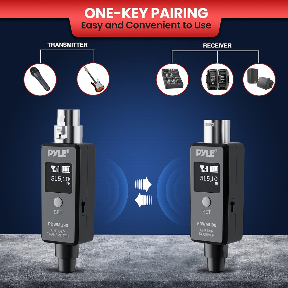 Multifunctional UHF Wireless XLR Adapter System,Transmitter and Receiver for Dyn