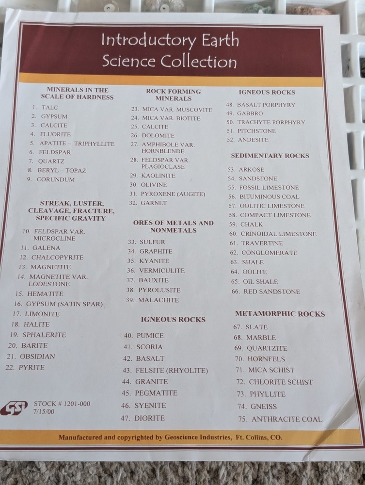 Introductory Earth Science Collection Includes 75 Specimens