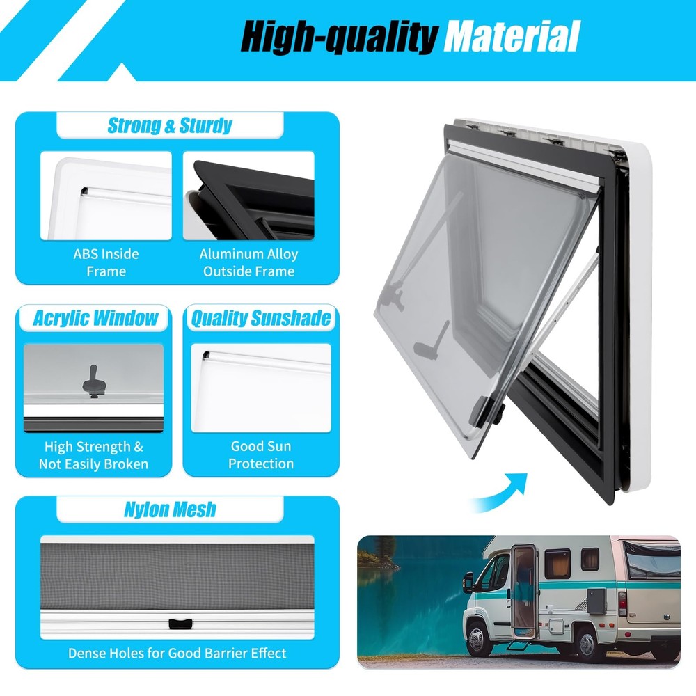 RV Window 36x20 Hinged Push Out Double Glazed Ventilation Hatch