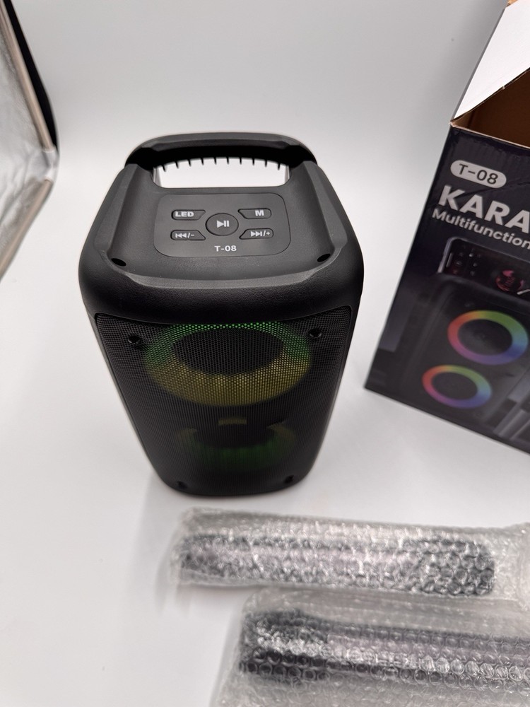 T-08 Karaoke Multifuncional Wireless Bluetooth Speaker with Microphone Portable