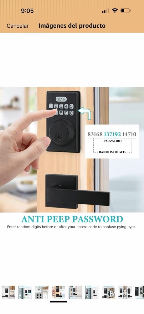 Combination Keypad Smart Door Lock Auto Re-Lock 20 User Codes Keyless Black