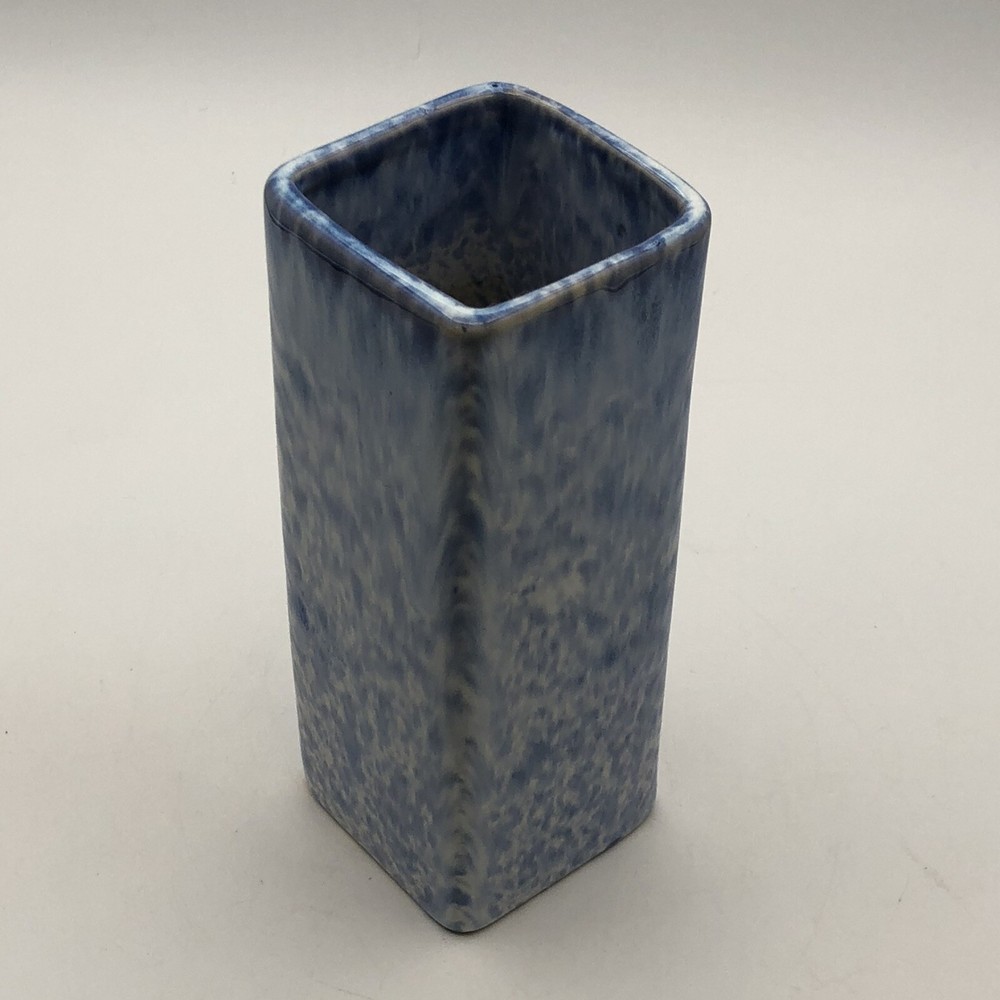 Studio Crafted Blue Square Brioche Glaze Vase