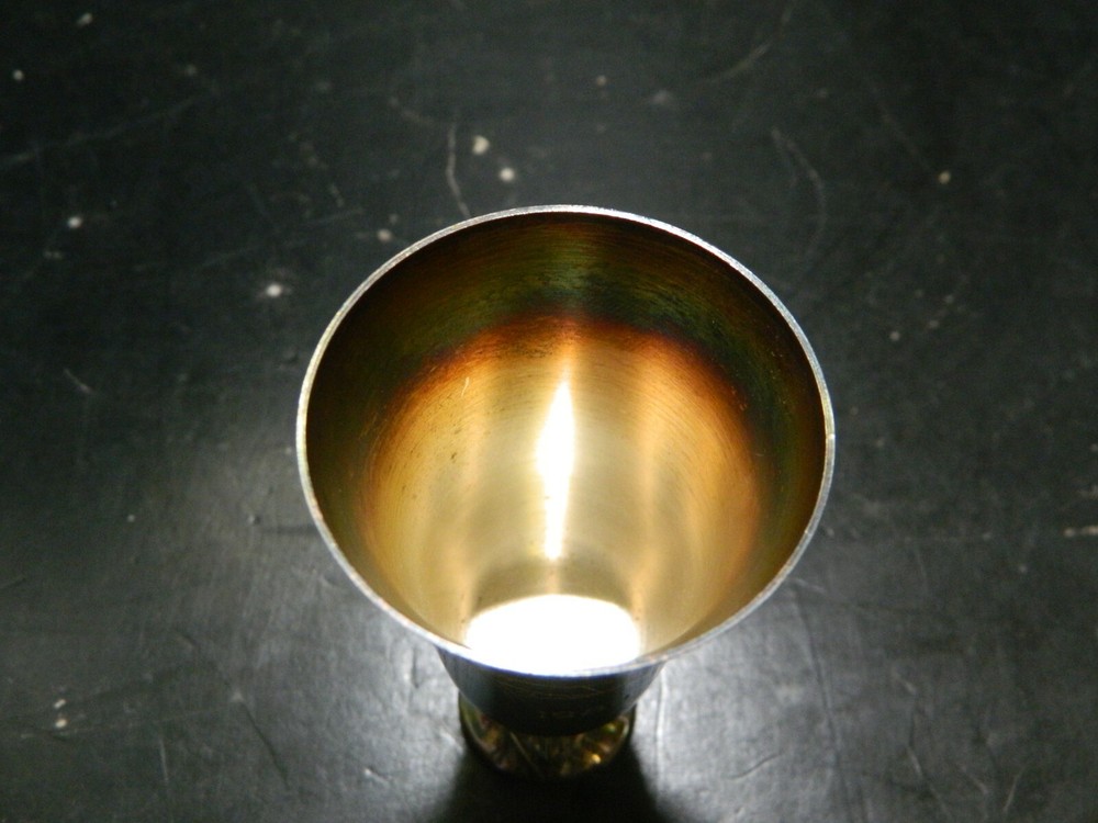 Vintage Etched Reed & Barton Silver Plate Winking Devil Jigger/Shot Glass 259 EX