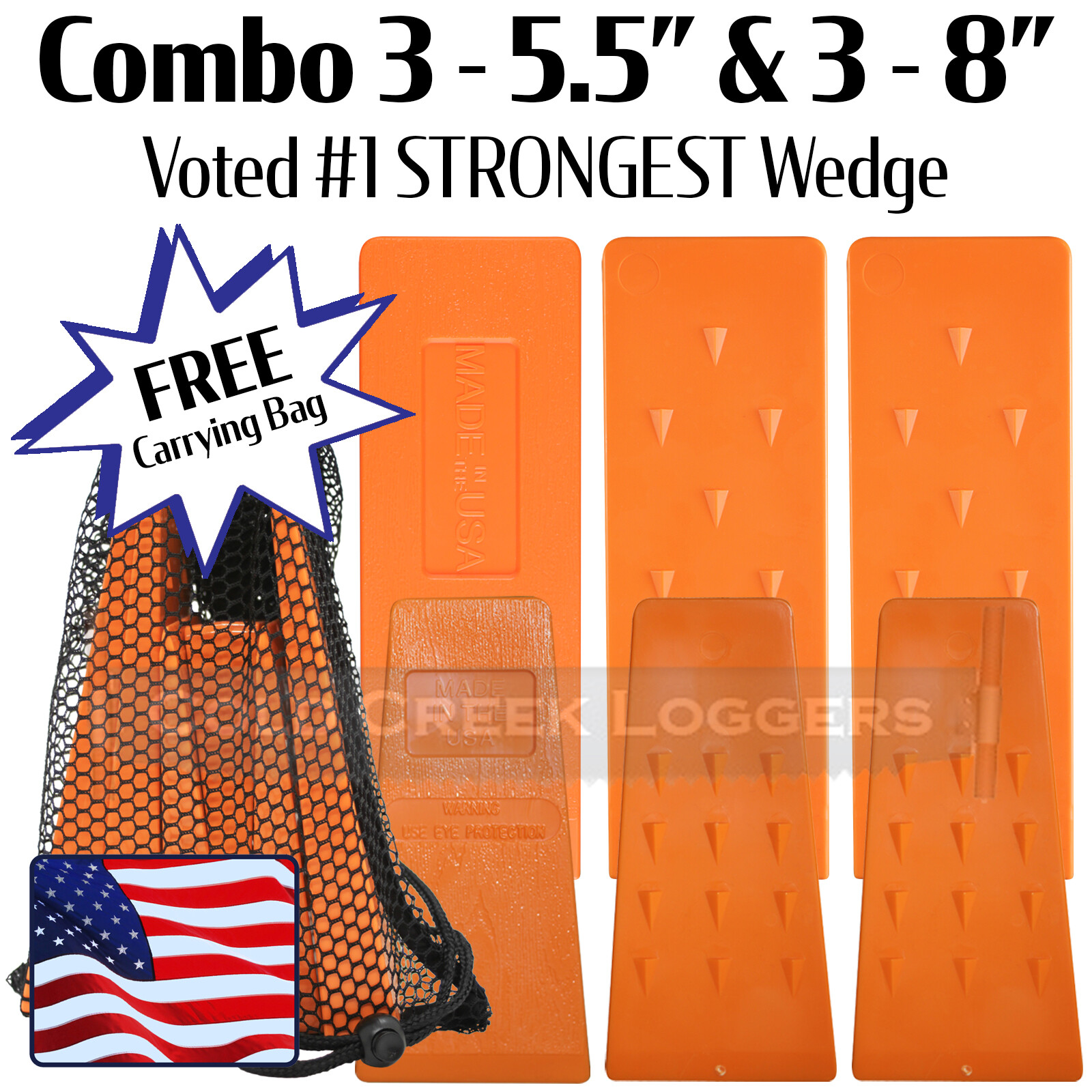 3-5"&3-8" USA HARD logging Felling Bucking Tree Forestry Falling Spiked Wedges B