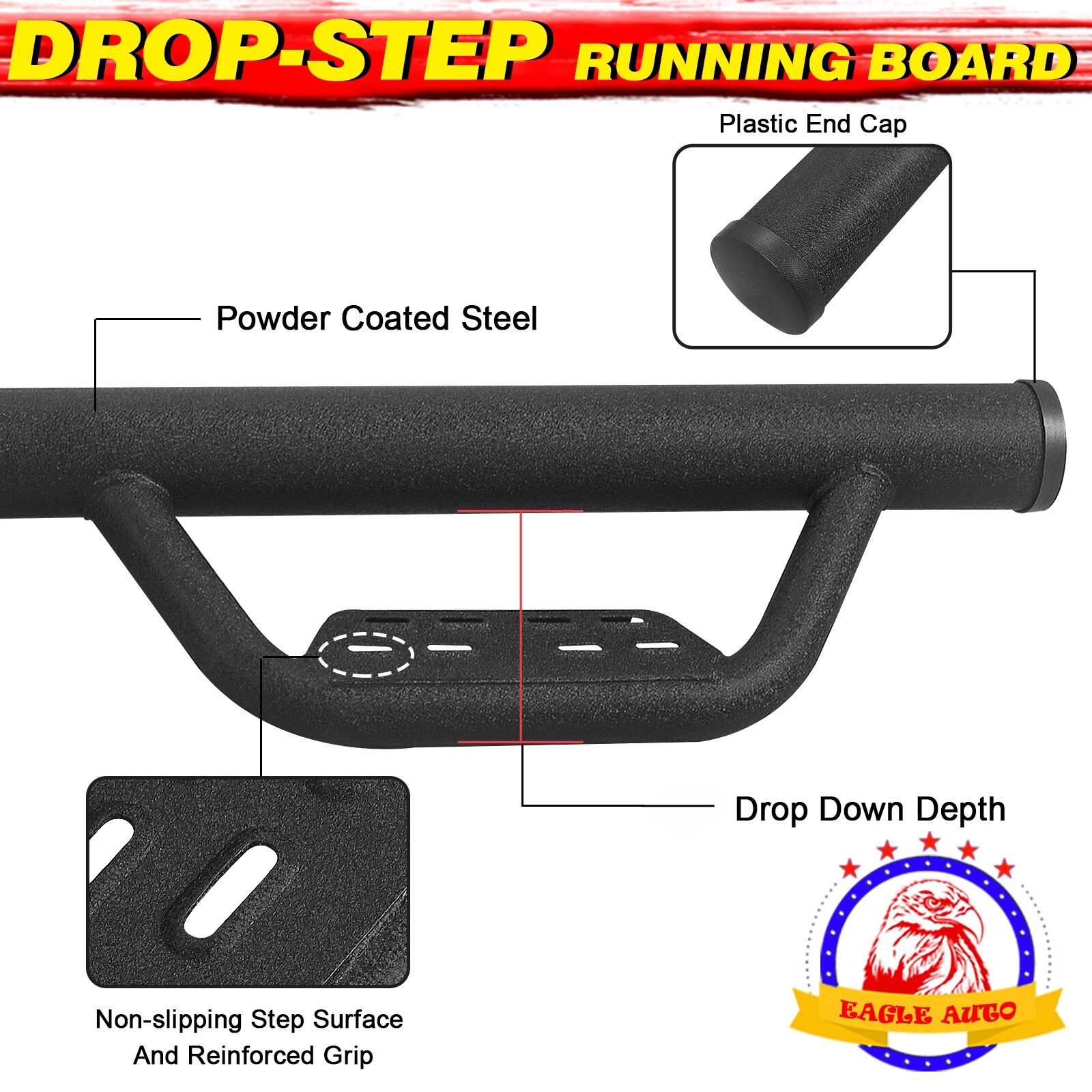 NERF BARS RUNNING BOARDS SIDE STEPS FOR 07-18 JEEP WRANGLER JK 4 DOOR DROP BOC