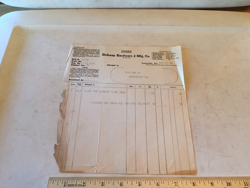 1923 BELKNAP HARDWARE & MFG CO Invoice