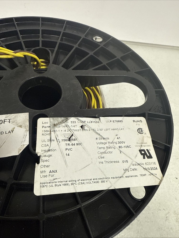 14/41 300V Stranded Shielded 200FT Yellow-brown