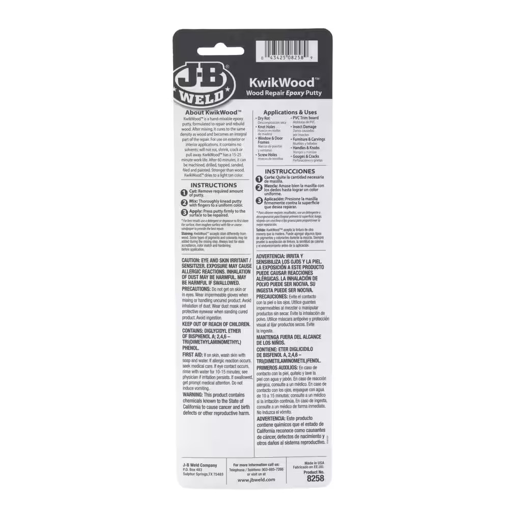 2 oz. Kwikwood Epoxy Putty Stick