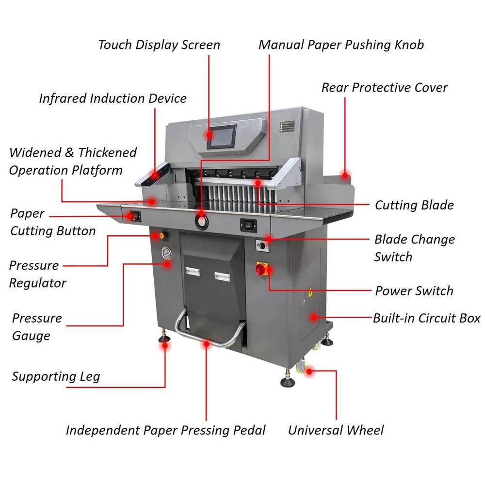 220V Program Control Electric Hydraulic Paper Cutter Touch Screen Display