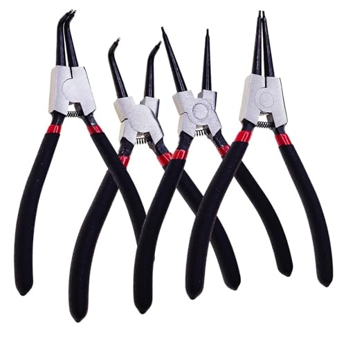 4PC 7" Snap Ring Pliers Set, Internal/External Circlip Pliers Kit with
