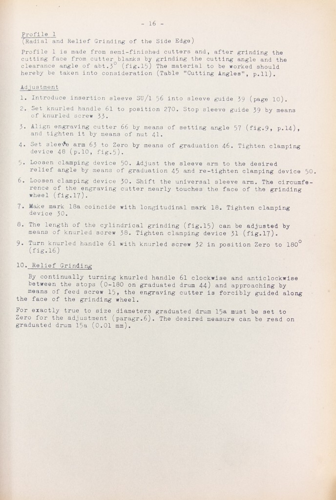 Kuhlmann SU1 Lip Cut Grinder Operations, Parts and Schematic Manual